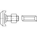 Technical drawing of a hexagonal bolt with flange view. Shows the dimensions and profiles of the bolt from two perspectives.