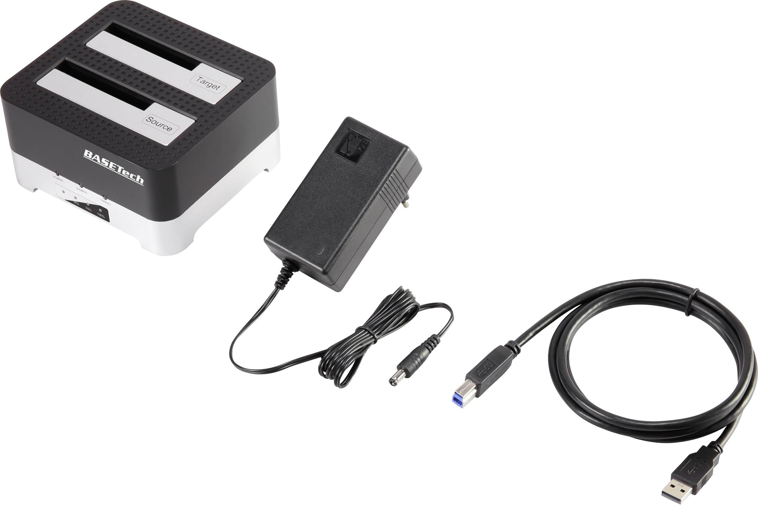 Basetech BT-DOCKING-02 SATA USB A (USB 3.2 1st gen) 2 ports HDD docking station Clone function-3