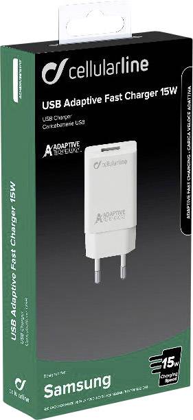 Cellularline ACHSMUSB15WW USB charger 15 W Mains socket Max. output current 2400 mA USB 2.0 port A No. of outputs: 1 x-3