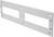 Metal plate with rectangular cut-outs and holes, likely for mounting in a technical or electronic system.