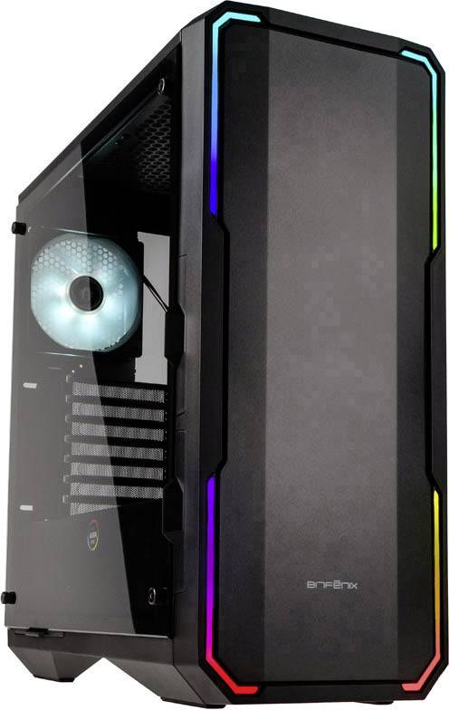 Bitfenix Enso RGB Midi tower PC casing Black Window, Dust filter, Built-in fan, Built-in LED fan