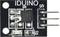 A black sensor board with the inscription 'IDUINO' and a chip with labelling. Three pin headers on the right for connection.