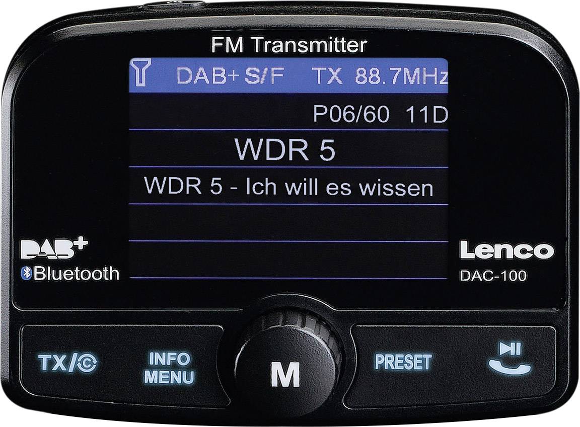 Lenco DAC-100 DAB+ receiver Bluetooth audio streaming, Handsfree , Suction cup