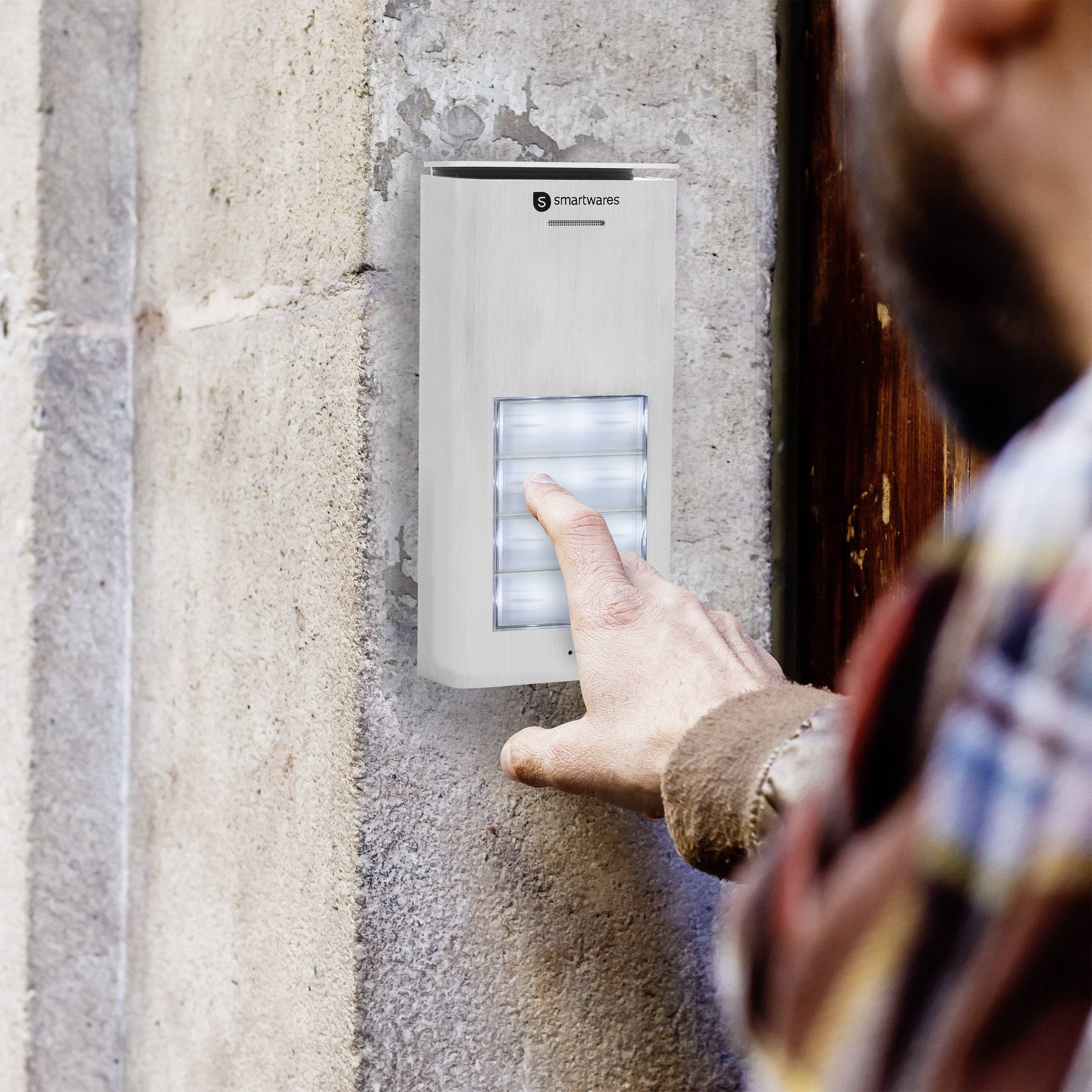 Smartwares DIC-21142 Door intercom Complete kit 4 flat building Silver, White-16