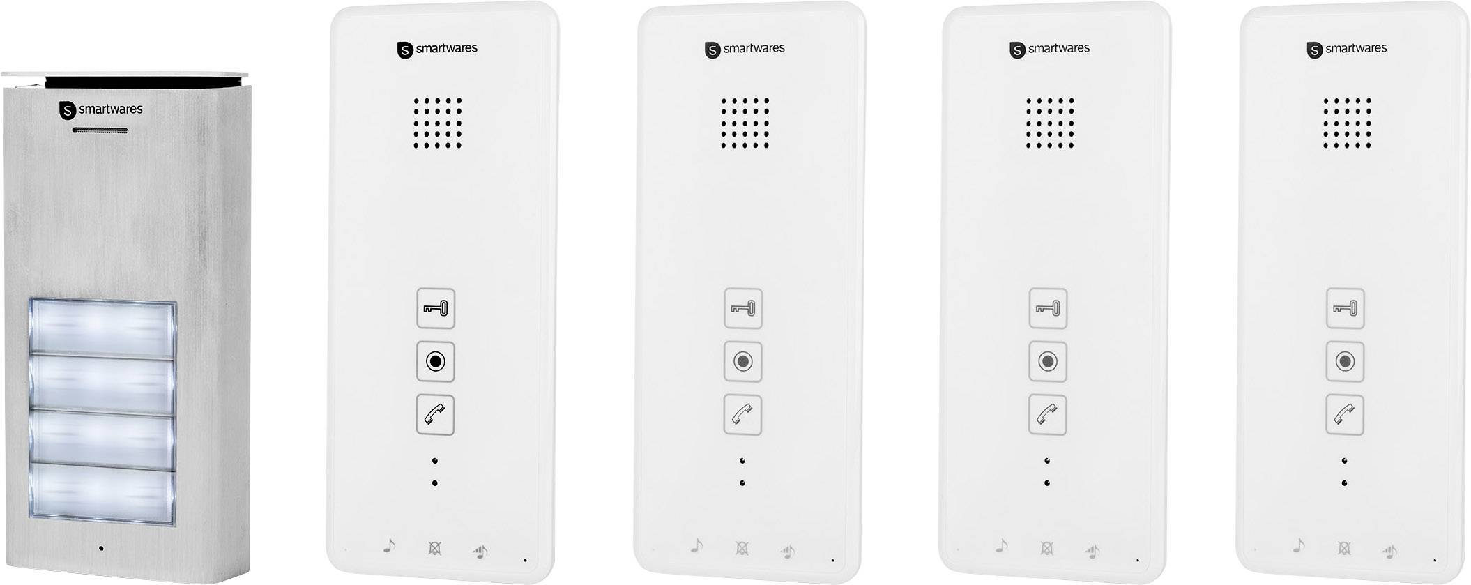 Smartwares DIC-21142 Door intercom Complete kit 4 flat building Silver, White-11