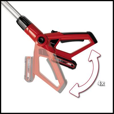 'Battery Voltage 4x' shows a handle of a device in red and black that can be rotated 90 degrees.