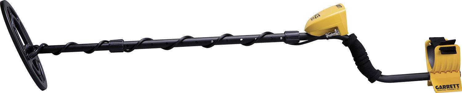 Metal detector with a yellow search head and ergonomic handle, perfect for outdoor treasure hunting.