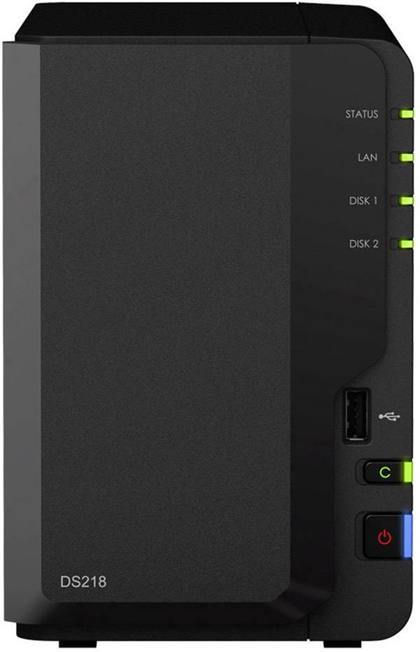 Synology Diskstation DS218 NAS server casing 2 Bay USB 2.0 Front panel jack DS218