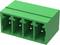 A green, rectangular connection block with four slots arranged in a row. Suitable for electrical connections.