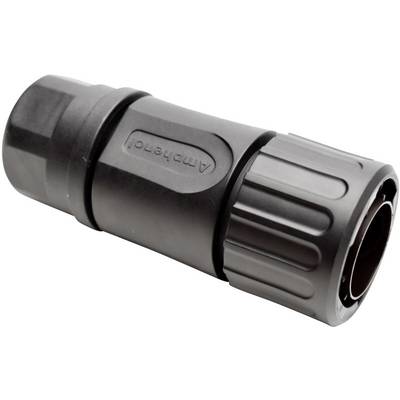 A black, cylindrical plug with a ribbed surface and the inscription 'Amphenol'.