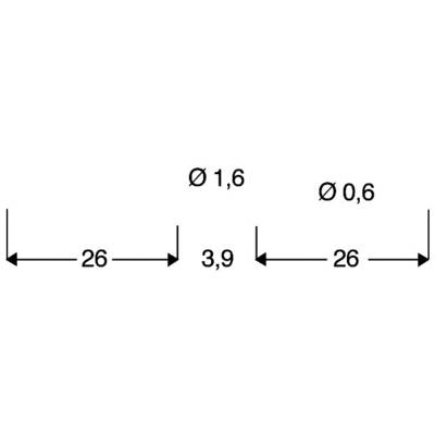 Sketch shows two horizontal distances of '26' each with an intermediate spacing of '3.9'. Diameters at the top 'Ø 1.6' and 'Ø 0.6'.