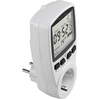 Electronic time switch with large display, shows time and countdown. Suitable for programmable power supply.