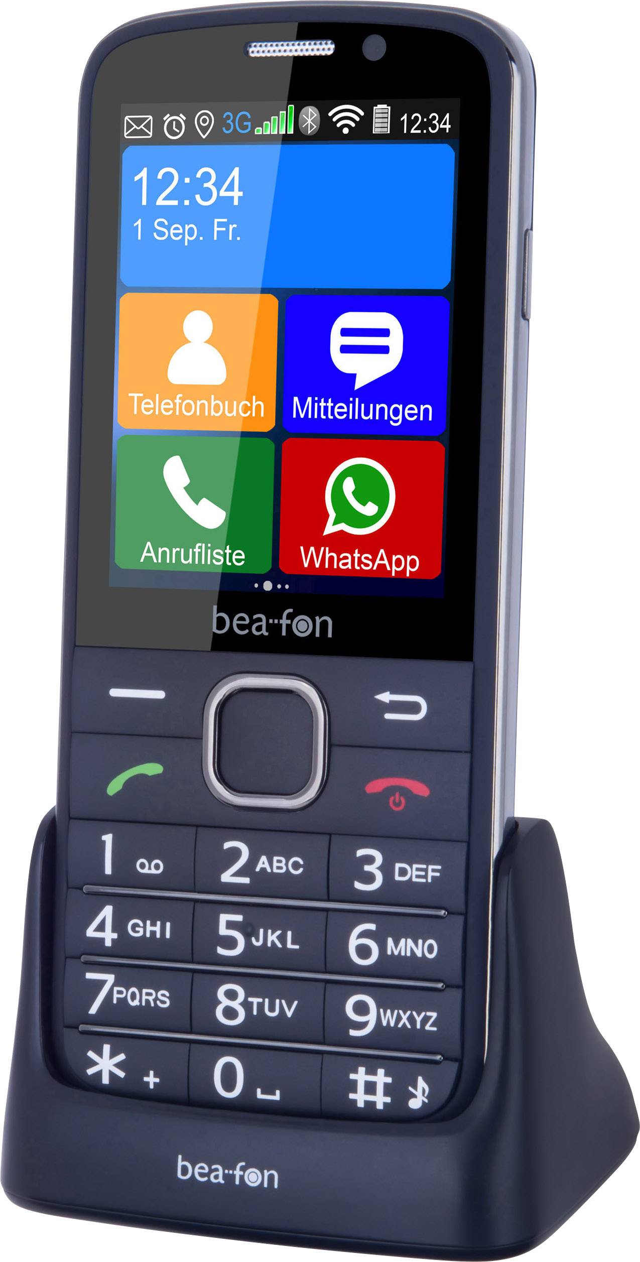beafon SL820 Big button mobile phone Charging station, Panic button Black, Silver-16