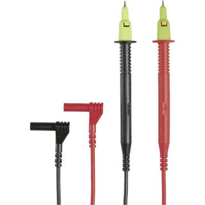 Two measuring leads: one red and one black, with measuring tips and angled connectors at the end.