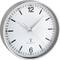 Analogue wall clock with a white dial and black numbers. Displaying 10:10. Radio-controlled.