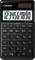 Black solar-powered calculator with 12-digit display. Keys include numbers, basic arithmetic operations, and tax rate functions.