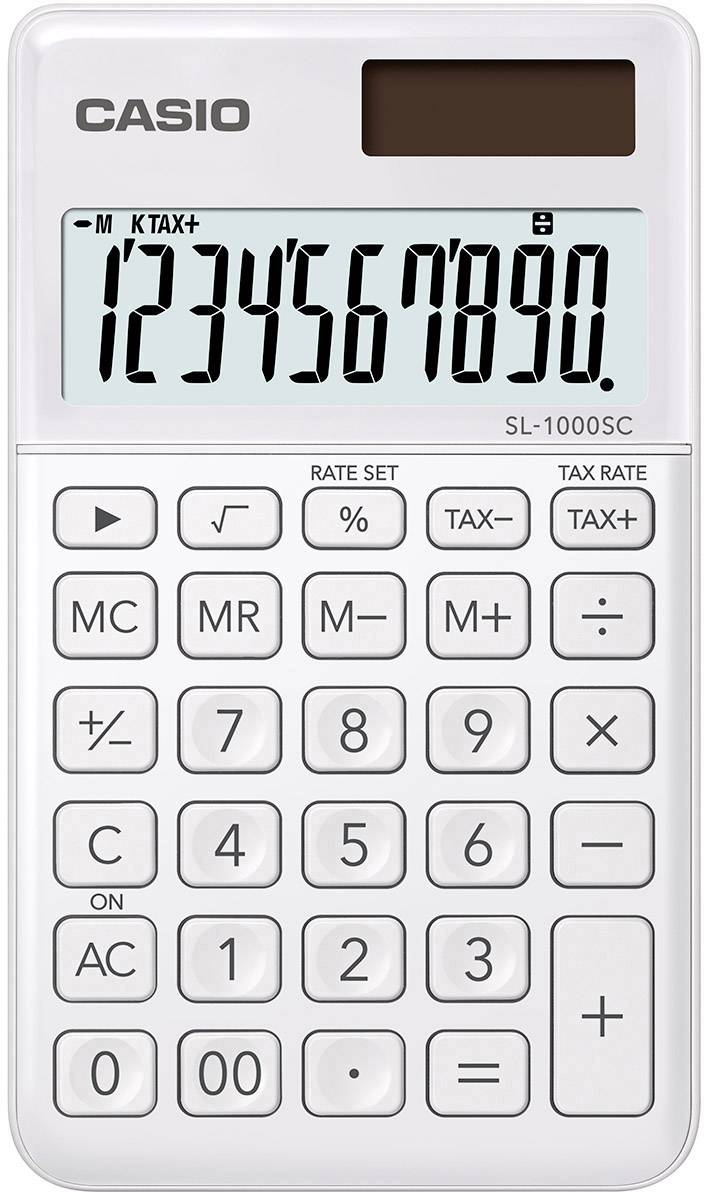 Casio SL-1000SC Pocket calculator White Display (digits): 10 solar-powered, battery-powered (W x H x D) 71 x 9 x 120 mm