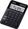 A black calculator with a solar cell, displaying the number sequence '1234567890.12' on the display. 'CASIO' brand name visible.