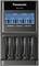 Panasonic BQ-CC65 Battery Charger with four charging slots. Digital display shows charging status and voltage. Functions: Discharge, Charge, USB output.
