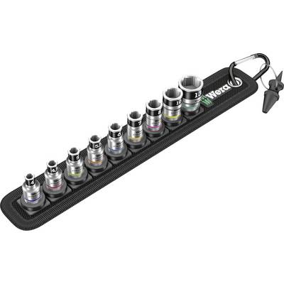 'Wera Zyklop Mini Screwdriver Set', contains 9 socket inserts with colour-coded rings, on a compact carrying rail.
