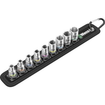'Wera Zyklop Mini Screwdriver Set with Metric Socket Inserts in Various Sizes, Arranged on a Holder.'