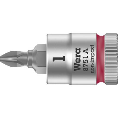 Screw bit with Torx tip and knurled base, marked with '1', 'Wera 8751 A', 'non-impact'.