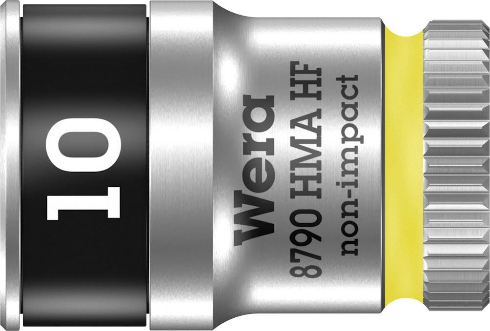 'Silver and black hexagon socket with "10" inscription, brand "Wera", model "8790 HMA HF", note "non-impact".'