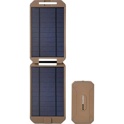 Two connected solar modules and a portable charger.