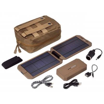 Portable Solar Charging Set with Foldable Solar Panel, Power Bank, USB Cables and Accessories. Perfect for Outdoor Activities.