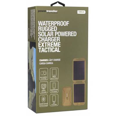 'Powertraveller' Solar Charger: Waterproof, Rugged, Tactical. 12000mAh Capacity, Charges Smartphones and Tablets.