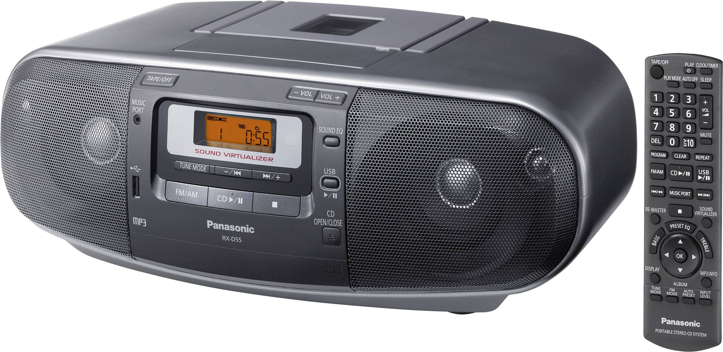 Panasonic RX-D55AEG Radio CD player FM AUX, CD, USB Recording mode Grey