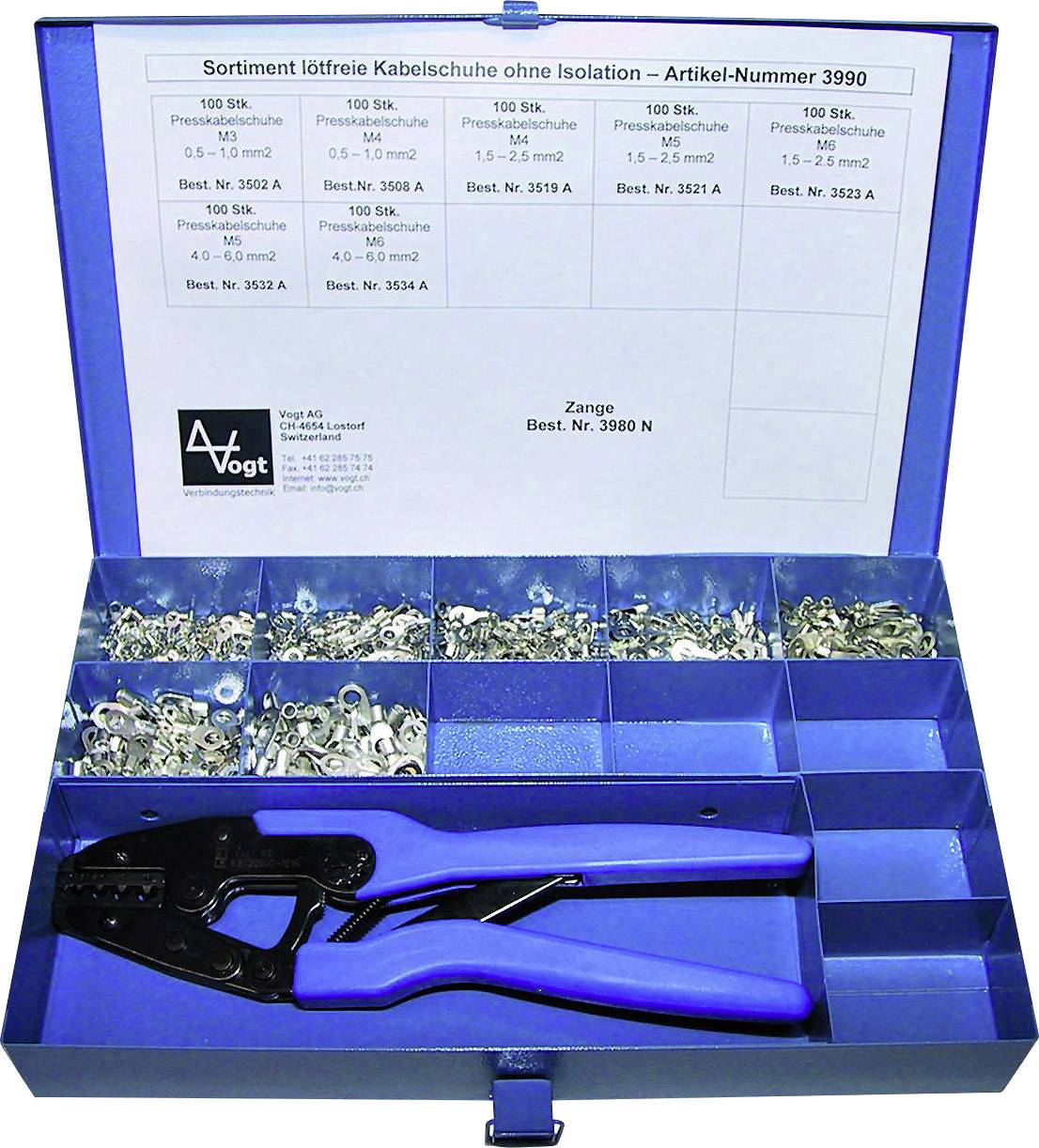 Vogt Verbindungstechnik 3990 Ring terminal set 0.50 mm² 6 mm² Silver 1001 pc(s)