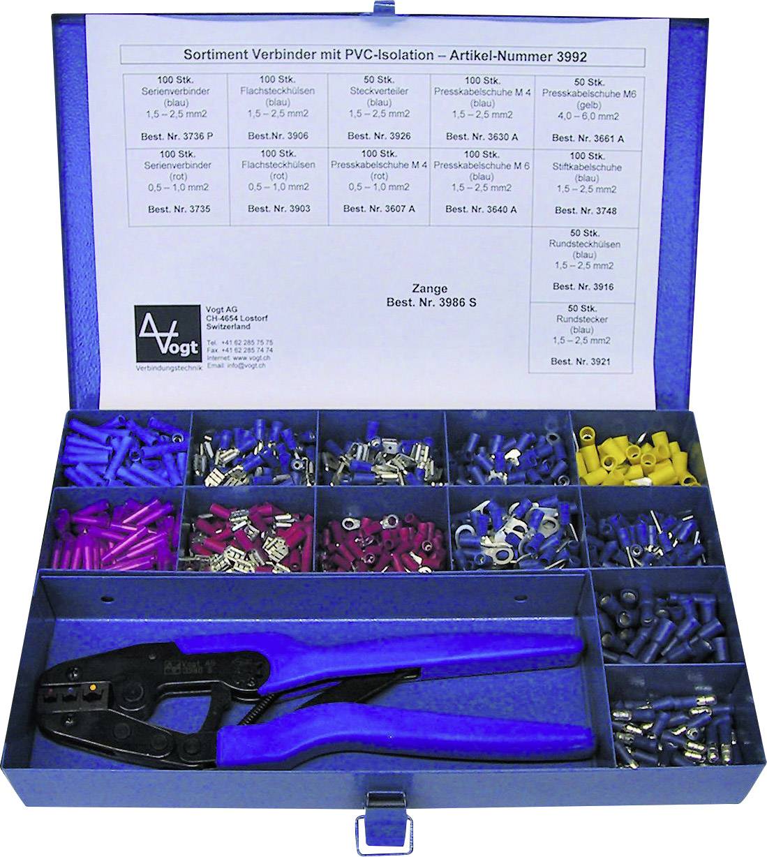 Vogt Verbindungstechnik 3992 Crimp connector set 0.50 mm² 6 mm² Red, Blue 1001 pc(s)