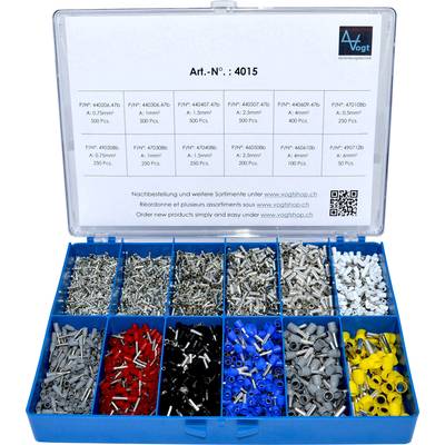 A blue set containing various cable lugs in multiple compartments. The item number '4015' from Vogt is visible at the top.