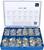 Blue box with metal discs and clips in various sizes, labelled 'Item No.: 4030'. Shows 10 compartments with assorted items.