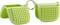 Two green, square pouches with a grid design and a key ring in the centre, suitable for storing or organising small items.