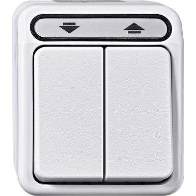 Double-pole wall switch with up and down arrows for controlling blinds or roller shutters.