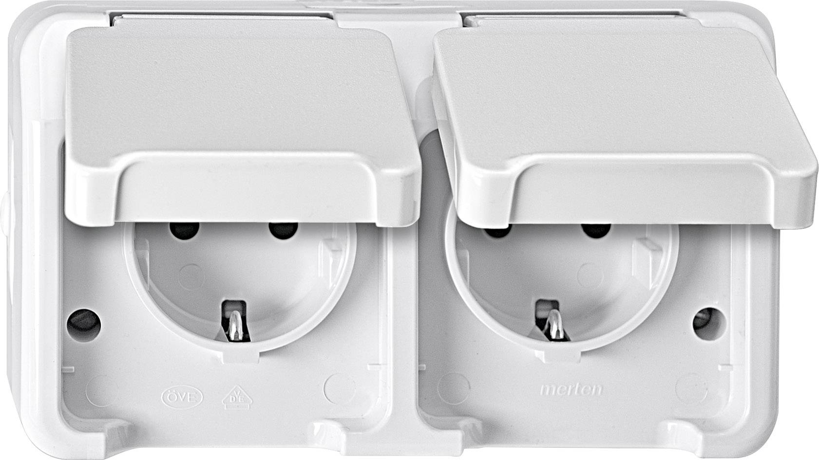 Merten 2x Wet room switch product range Complete PG socket (+ lid) AQUASTAR Polar white 4074946 1 pc(s)