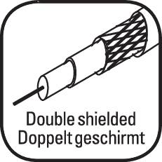 'Double shielded, Doppelt geschirmt' indicates a double-shielded cable in a technical diagram.
