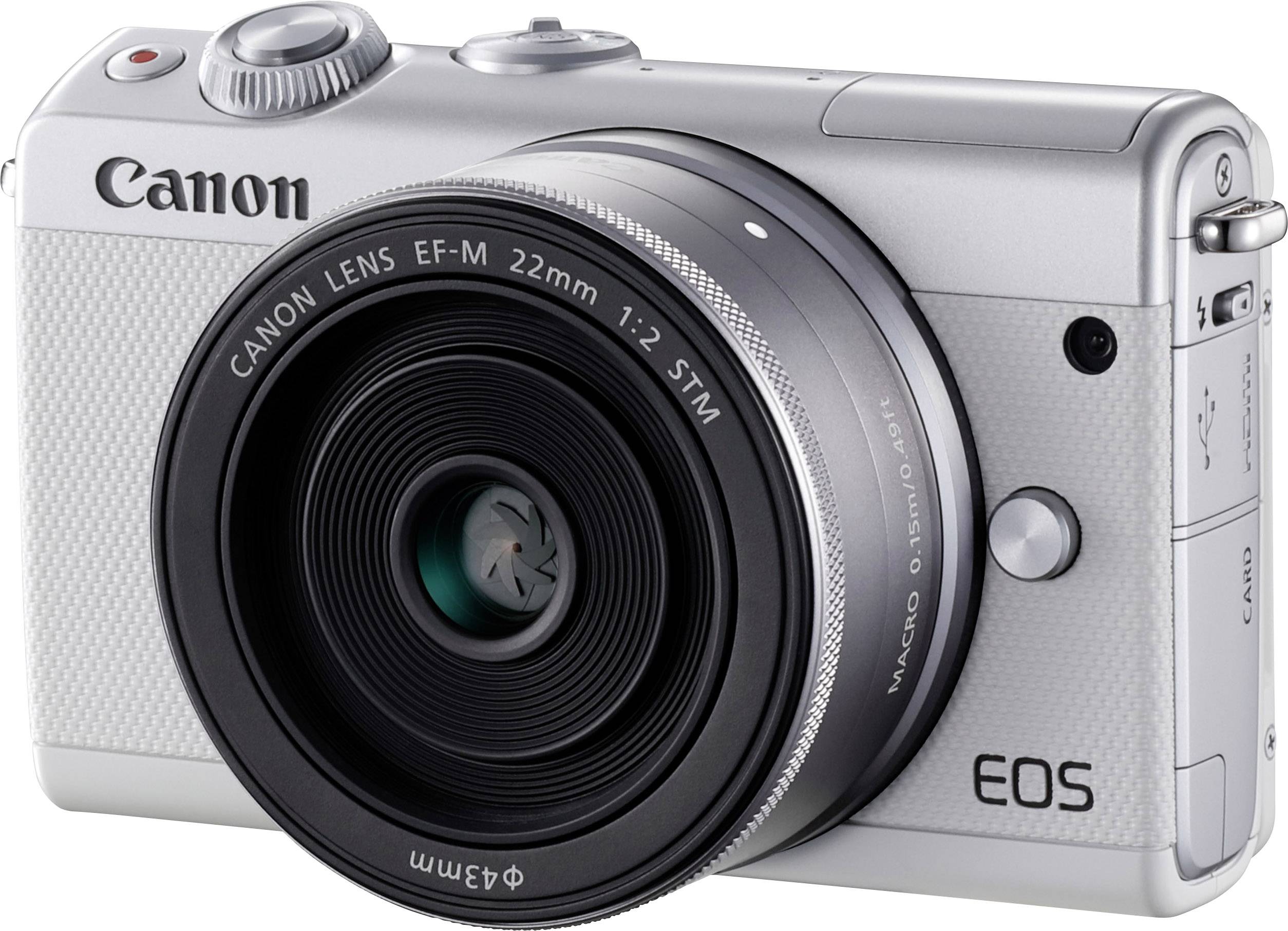 Canon EOS M100 System camera EF-M 15-45 + EF-M 22 mm 24.2 MP White Wi-Fi, Bluetooth, Flip screen, Touchscreen, Full | Conrad.com