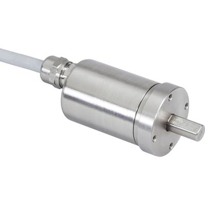 Cylindrical metal transducer with connecting cable, used in industrial applications for position measurement.
