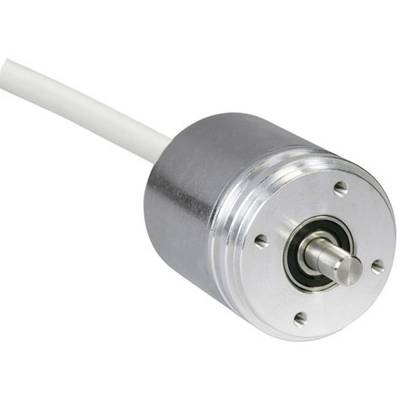 A silver cylinder with a cable, probably a rotational sensor or motor, shows the front side with an axis in the centre.