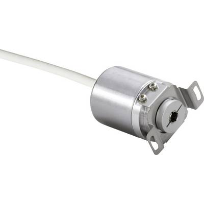 Metal sensor with mounting flange and cable, suitable for position detection in industrial applications.
