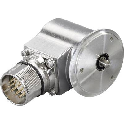 Metallic rotary encoder with multi-pole connector. Suitable for precise position measurements in industrial applications.
