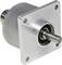 An industrial encoder in silver colour with a metal housing and shaft, used for precise position or speed measurement.