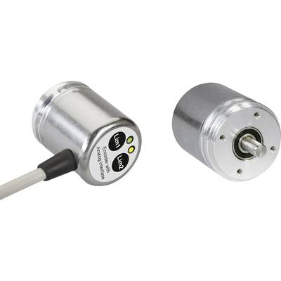 Two silver, cylindrical encoders with cable connections, labelled 'Lim1' and 'Lim2', used for precise measurement control.