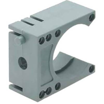 A green, L-shaped bracket with multiple screw holes and a semicircular cut-out for mounting.
