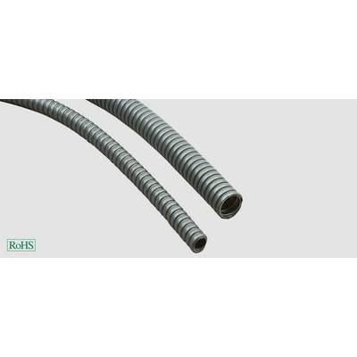 Two flexible, metallic hoses with a corrugated surface, green 'RoHS' label in the bottom left.