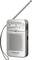 Portable Panasonic radio with telescopic antenna. Displays FM and AM scales for station tuning. Compact design with carry strap.