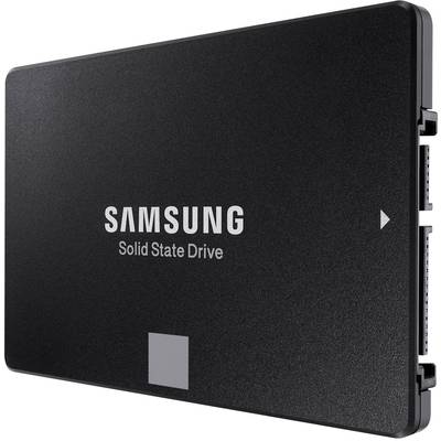 A black Samsung solid-state drive with a side connection, suitable for storage expansion in computers and laptops.